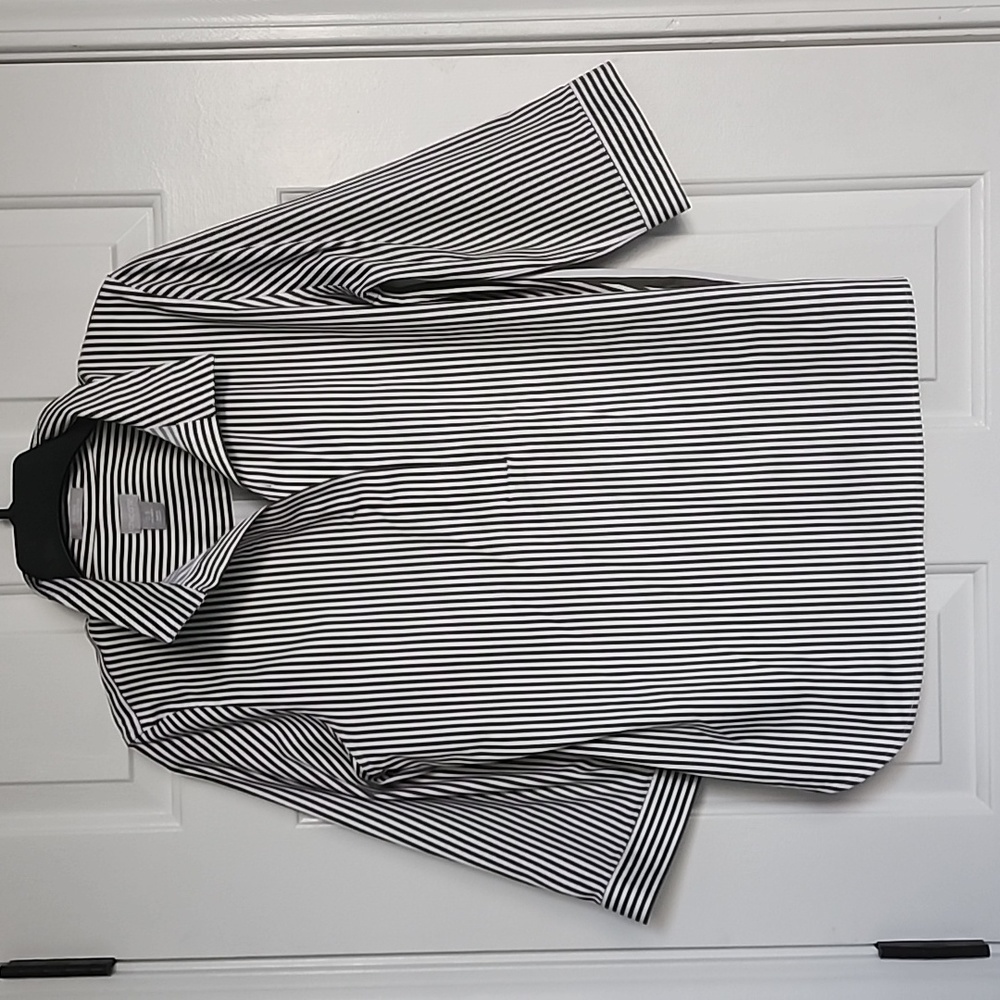 Chicos Dark Green Striped - No Iron - Stretch